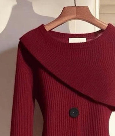 Traude® | Roter Pullover mit langen Ärmeln und Rundhalsausschnitt