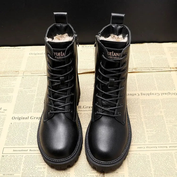 Waltraud® | Winterstiefel aus schwarzem Leder