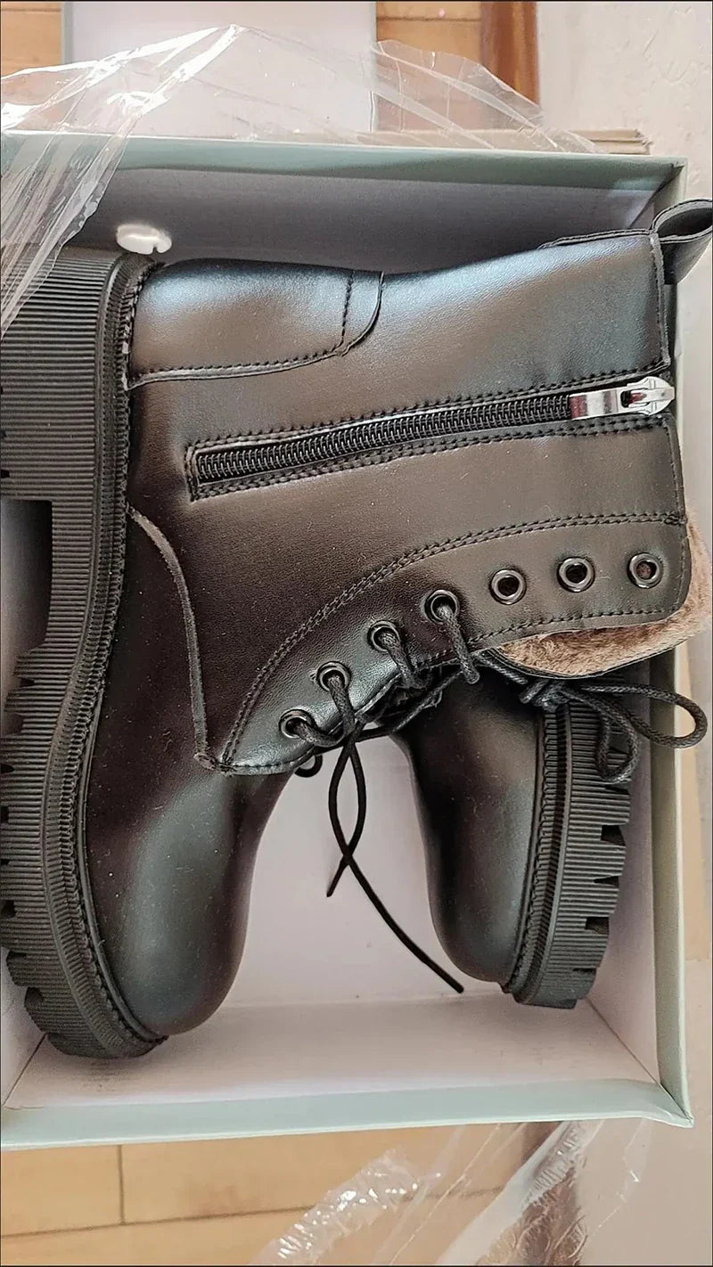 Waltraud® | Winterstiefel aus schwarzem Leder