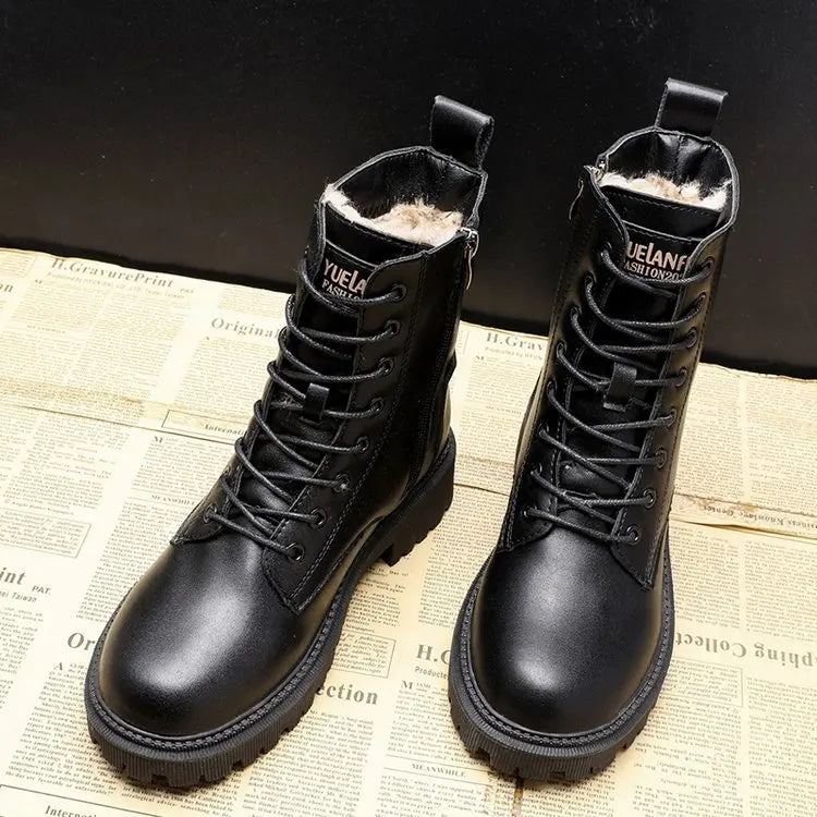 Waltraud® | Winterstiefel aus schwarzem Leder