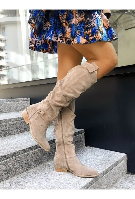 Doris® | Hohe Lederstiefel mit Niedrigem Absatz