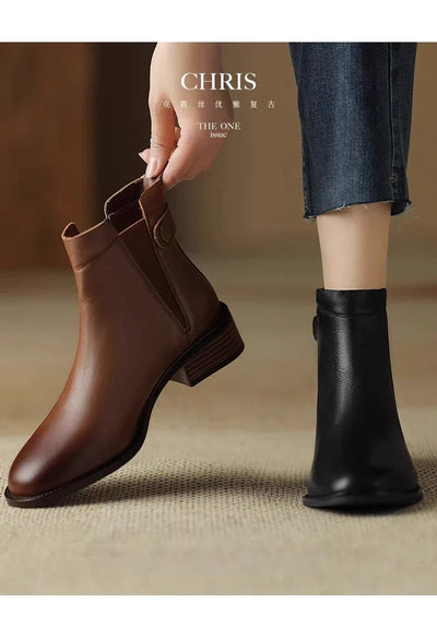 Gerlinde® |  Chelsea-Stiefel aus weichem Leder mit dickem Absatz