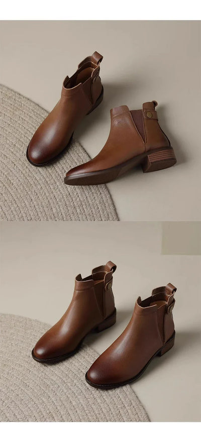 Gerlinde® |  Chelsea-Stiefel aus weichem Leder mit dickem Absatz
