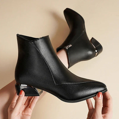 Birgit® |  Leder-Stiefeletten mit niedrigem Absatz