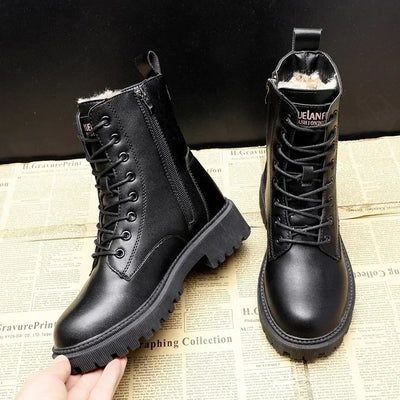 Waltraud® | Winterstiefel aus schwarzem Leder