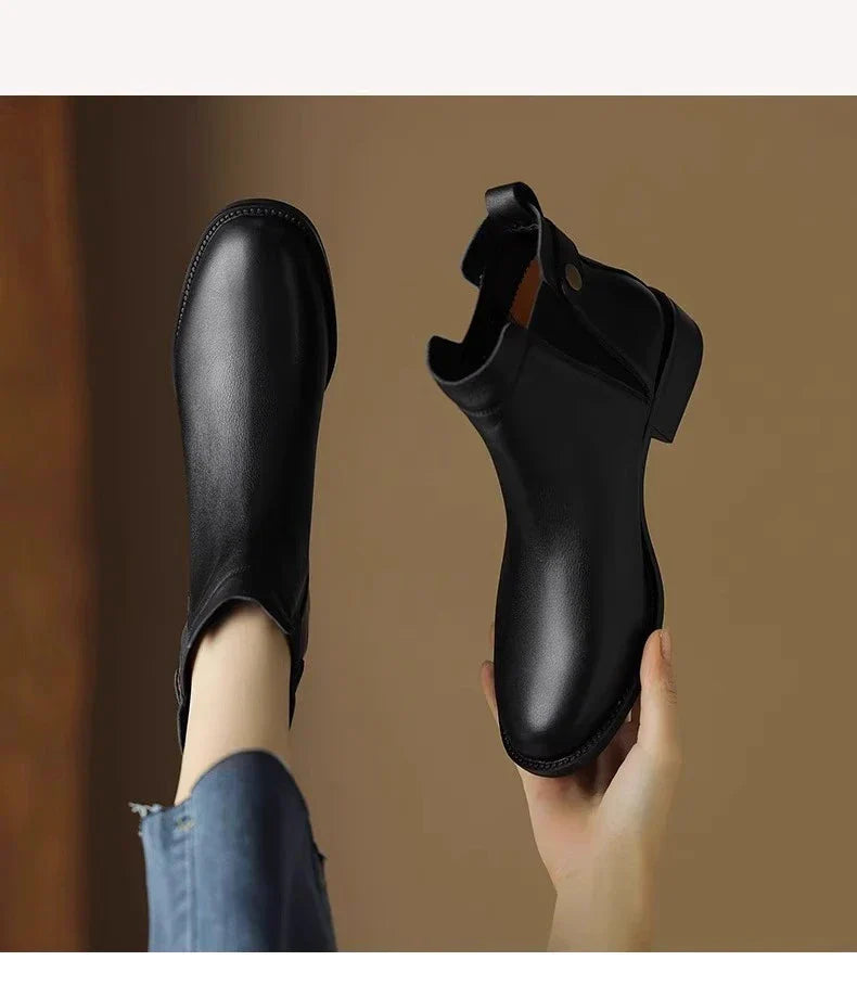 Gerlinde® |  Chelsea-Stiefel aus weichem Leder mit dickem Absatz