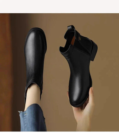 Gerlinde® |  Chelsea-Stiefel aus weichem Leder mit dickem Absatz