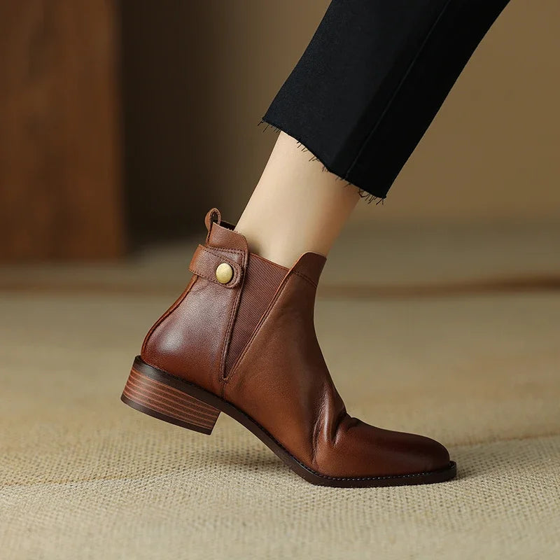Gerlinde® |  Chelsea-Stiefel aus weichem Leder mit dickem Absatz