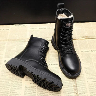 Waltraud® | Winterstiefel aus schwarzem Leder