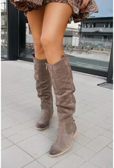 Doris® | Hohe Lederstiefel mit Niedrigem Absatz