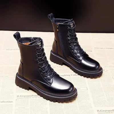 Waltraud® | Winterstiefel aus schwarzem Leder