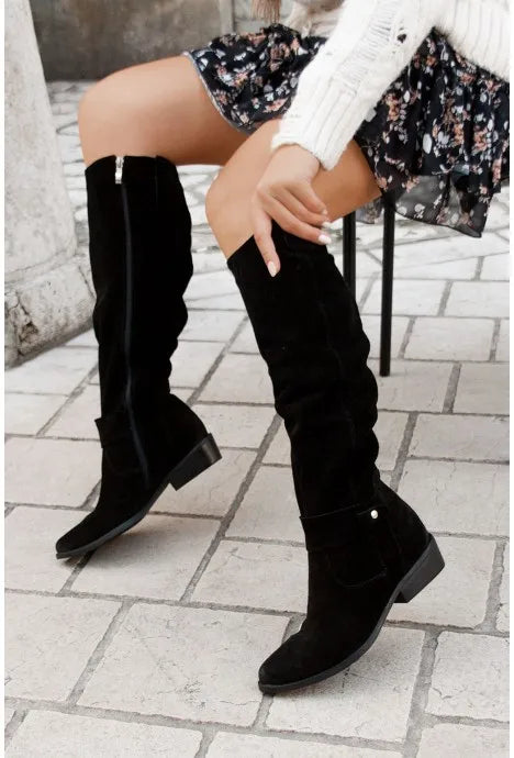 Doris® | Hohe Lederstiefel mit Niedrigem Absatz