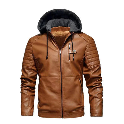 Hannes® | Bikerjacke aus Leder mit abnehmbarem Kapuze