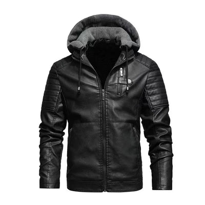 Hannes® | Bikerjacke aus Leder mit abnehmbarem Kapuze