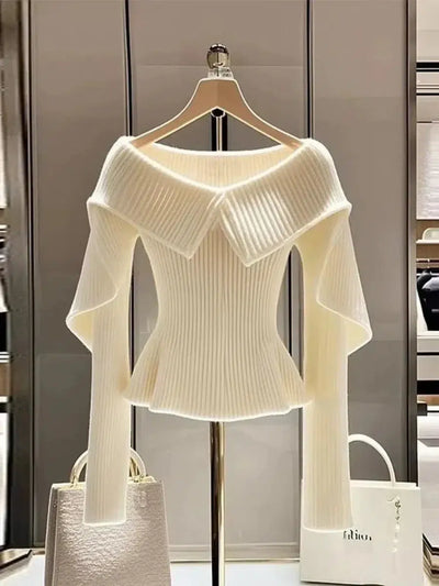 Romana® | Vintage Pullover in Elfenbein mit langen Ärmeln