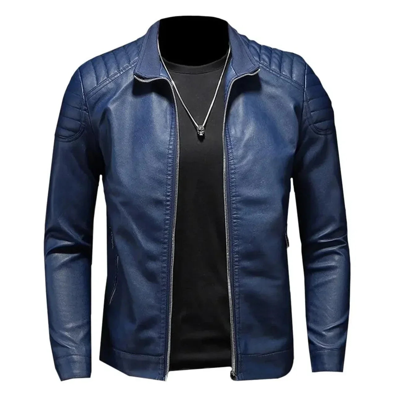 Leopold® | Elegante Bikerjacke aus Blauem Leder