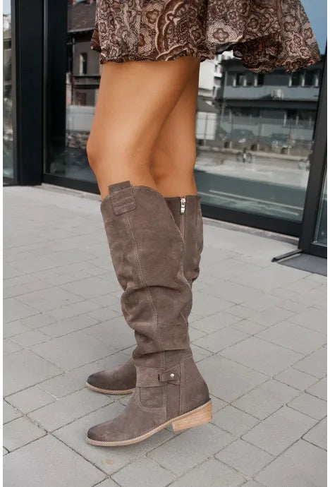 Doris® | Hohe Lederstiefel mit Niedrigem Absatz