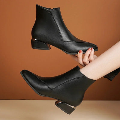 Birgit® |  Leder-Stiefeletten mit niedrigem Absatz