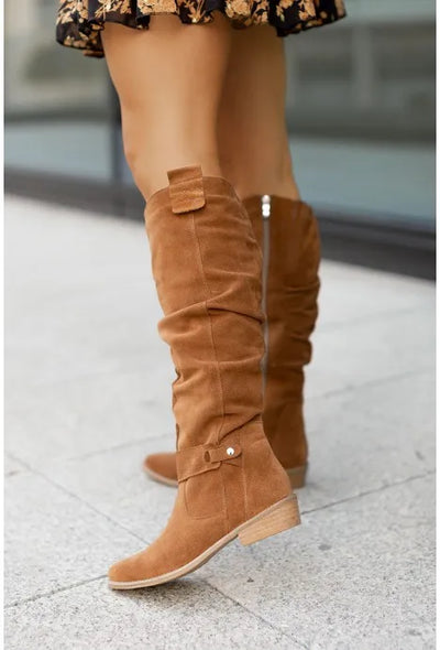 Doris® | Hohe Lederstiefel mit Niedrigem Absatz