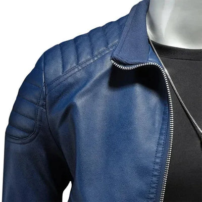 Leopold® | Elegante Bikerjacke aus Blauem Leder