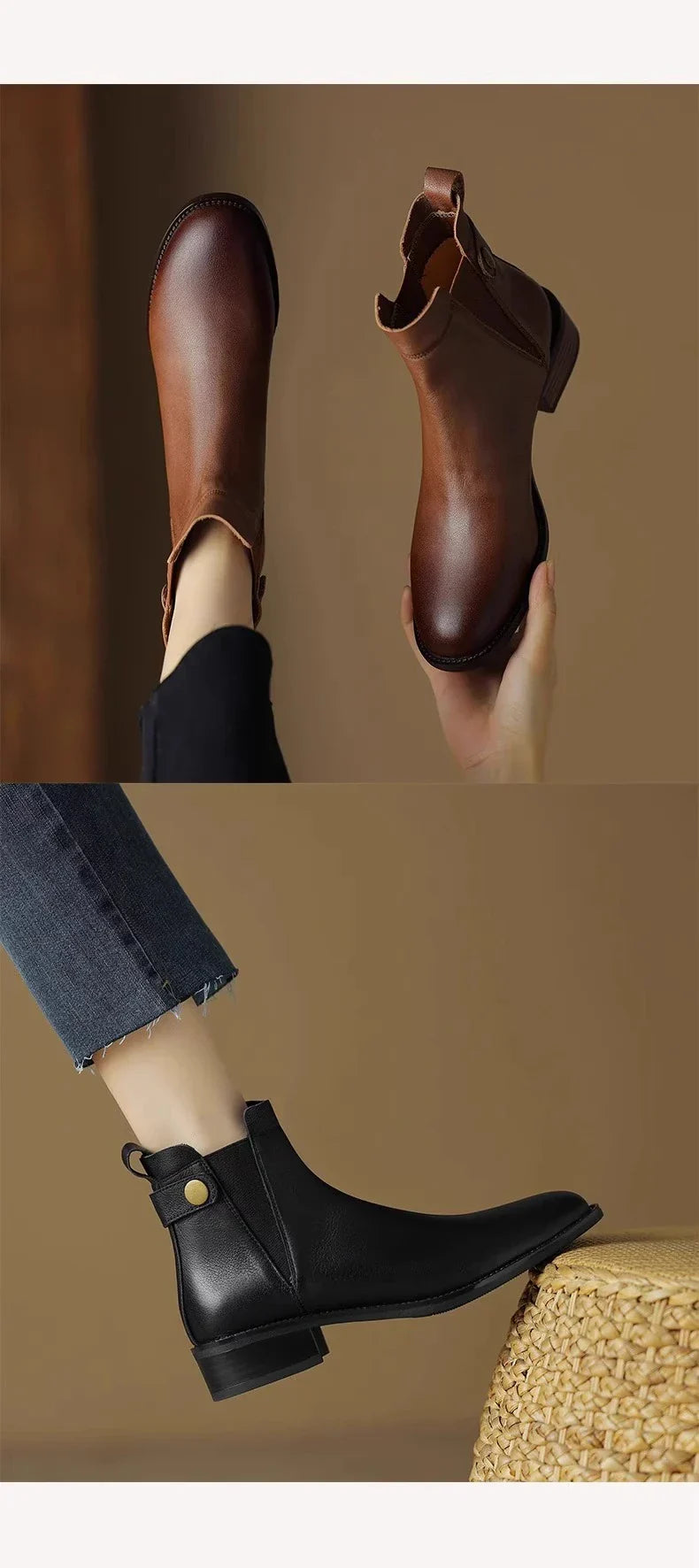 Gerlinde® |  Chelsea-Stiefel aus weichem Leder mit dickem Absatz