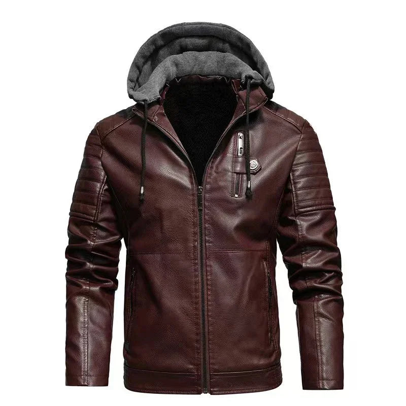 Roland® | Bikerjacke aus Leder mit abnehmbarem Kapuze