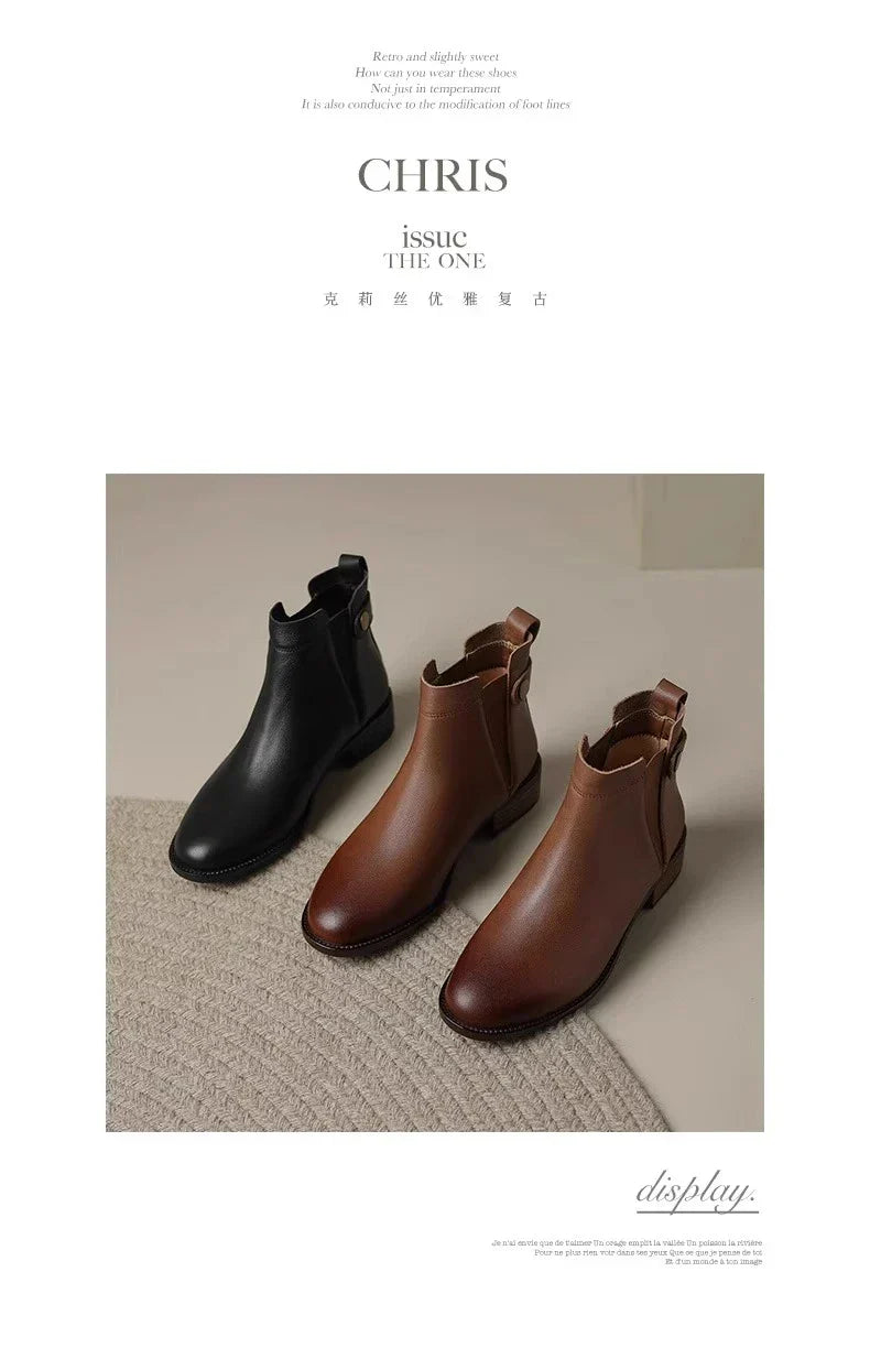 Gerlinde® |  Chelsea-Stiefel aus weichem Leder mit dickem Absatz