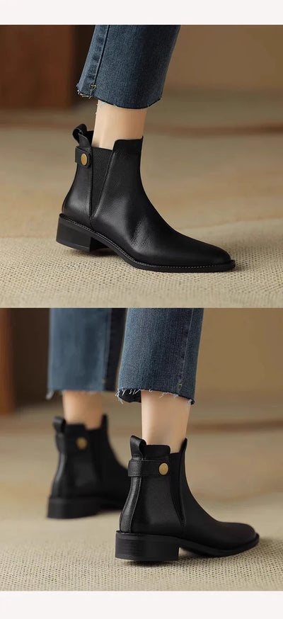 Gerlinde® |  Chelsea-Stiefel aus weichem Leder mit dickem Absatz
