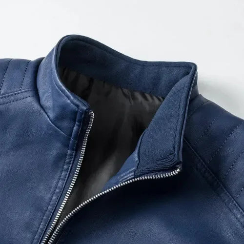 Leopold® | Elegante Bikerjacke aus Blauem Leder