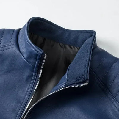 Leopold® | Elegante Bikerjacke aus Blauem Leder
