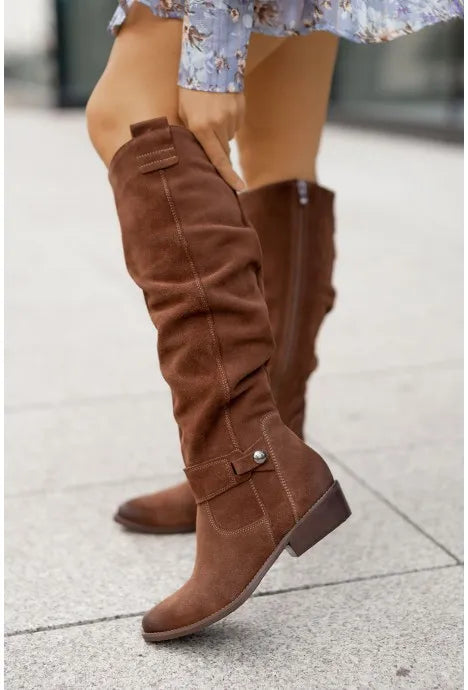 Doris® | Hohe Lederstiefel mit Niedrigem Absatz