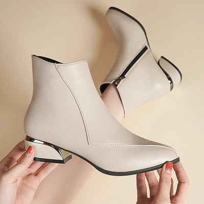 Birgit® |  Leder-Stiefeletten mit niedrigem Absatz