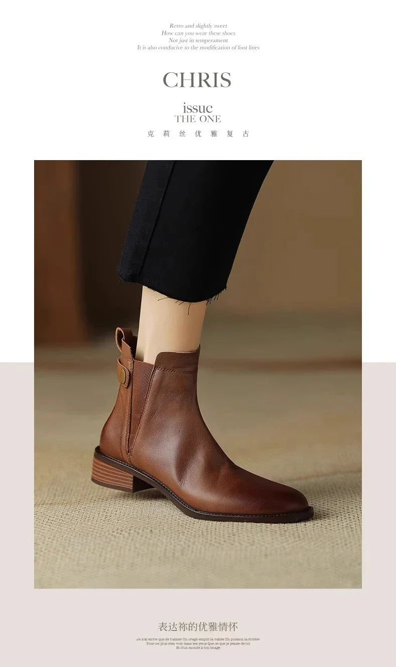 Gerlinde® |  Chelsea-Stiefel aus weichem Leder mit dickem Absatz