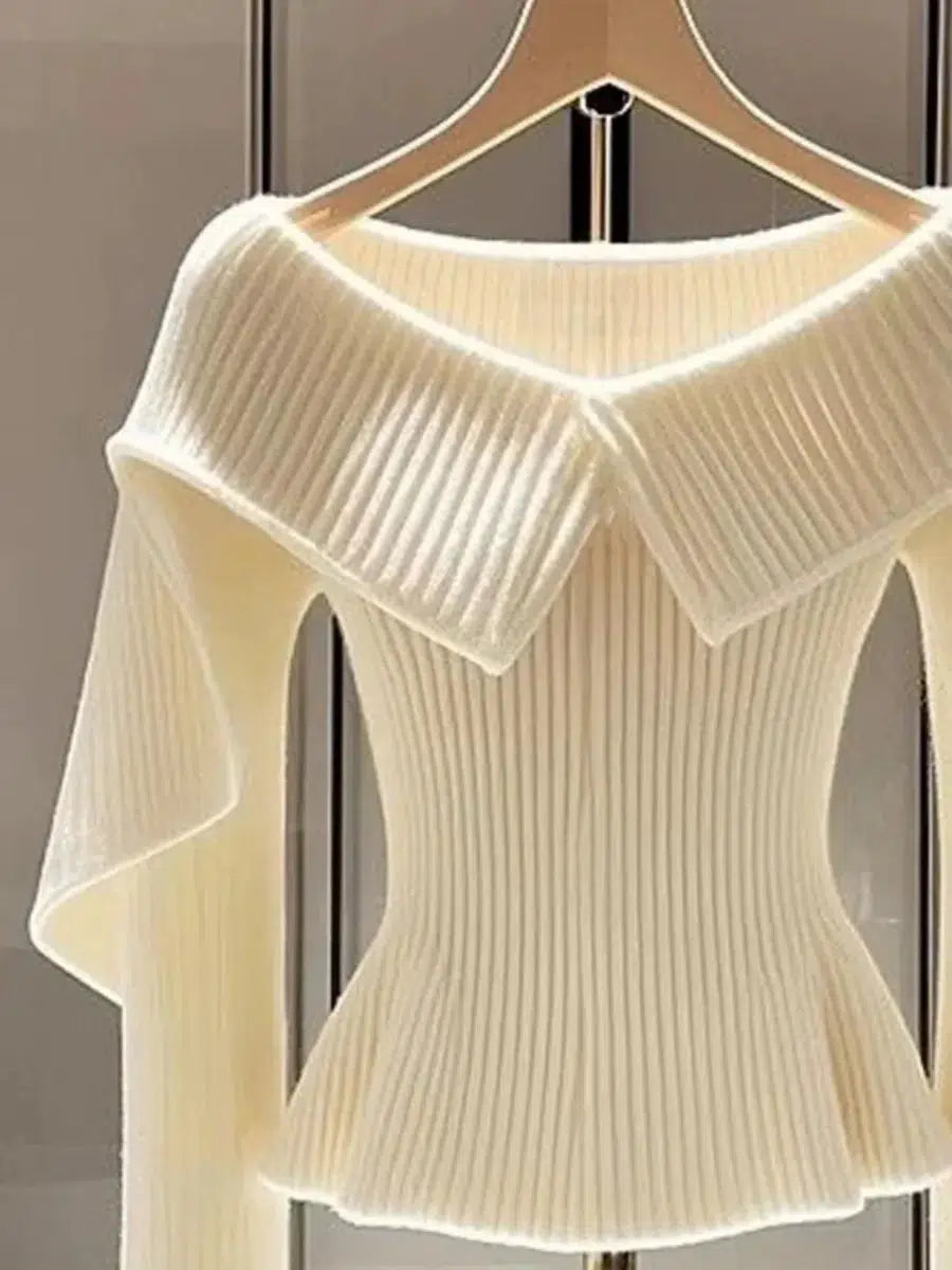 Romana® | Vintage Pullover in Elfenbein mit langen Ärmeln