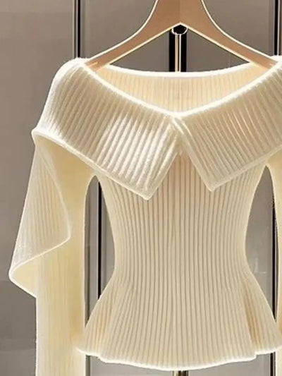 Romana® | Vintage Pullover in Elfenbein mit langen Ärmeln