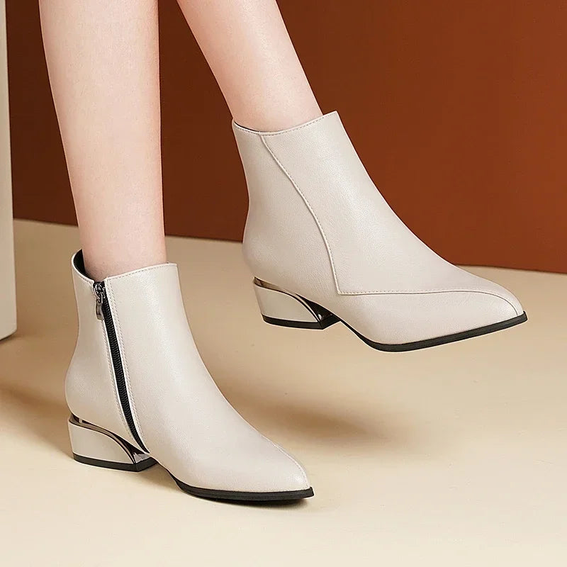 Birgit® |  Leder-Stiefeletten mit niedrigem Absatz