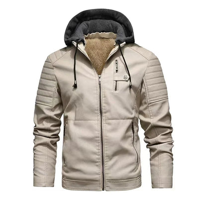 Hannes® | Bikerjacke aus Leder mit abnehmbarem Kapuze