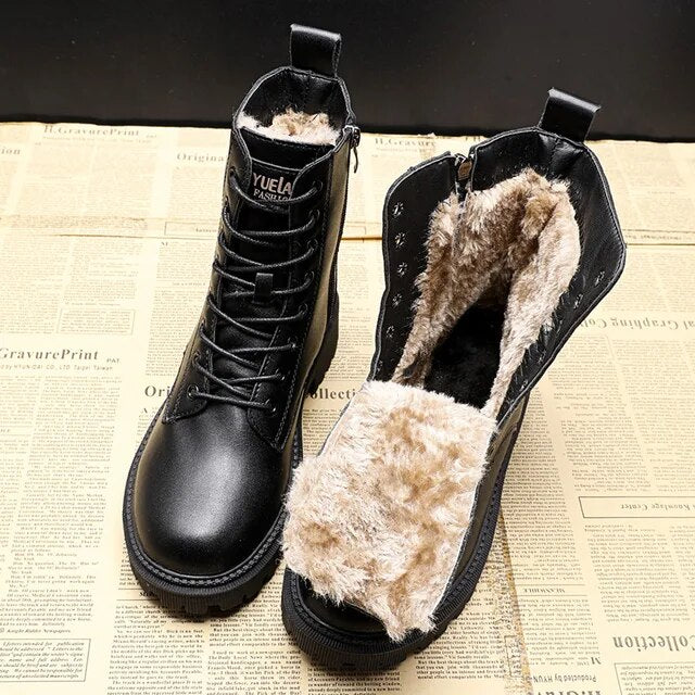 Waltraud® | Winterstiefel aus schwarzem Leder