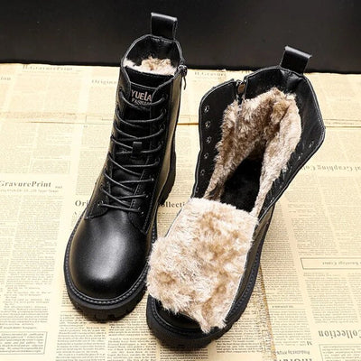 Waltraud® | Winterstiefel aus schwarzem Leder