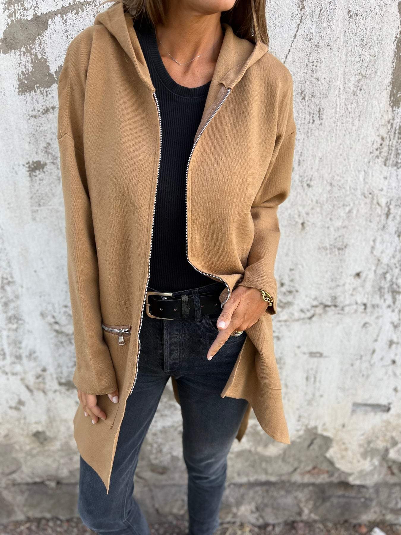 Lena® | Langärmlige Strickjacke mit Reißverschluss