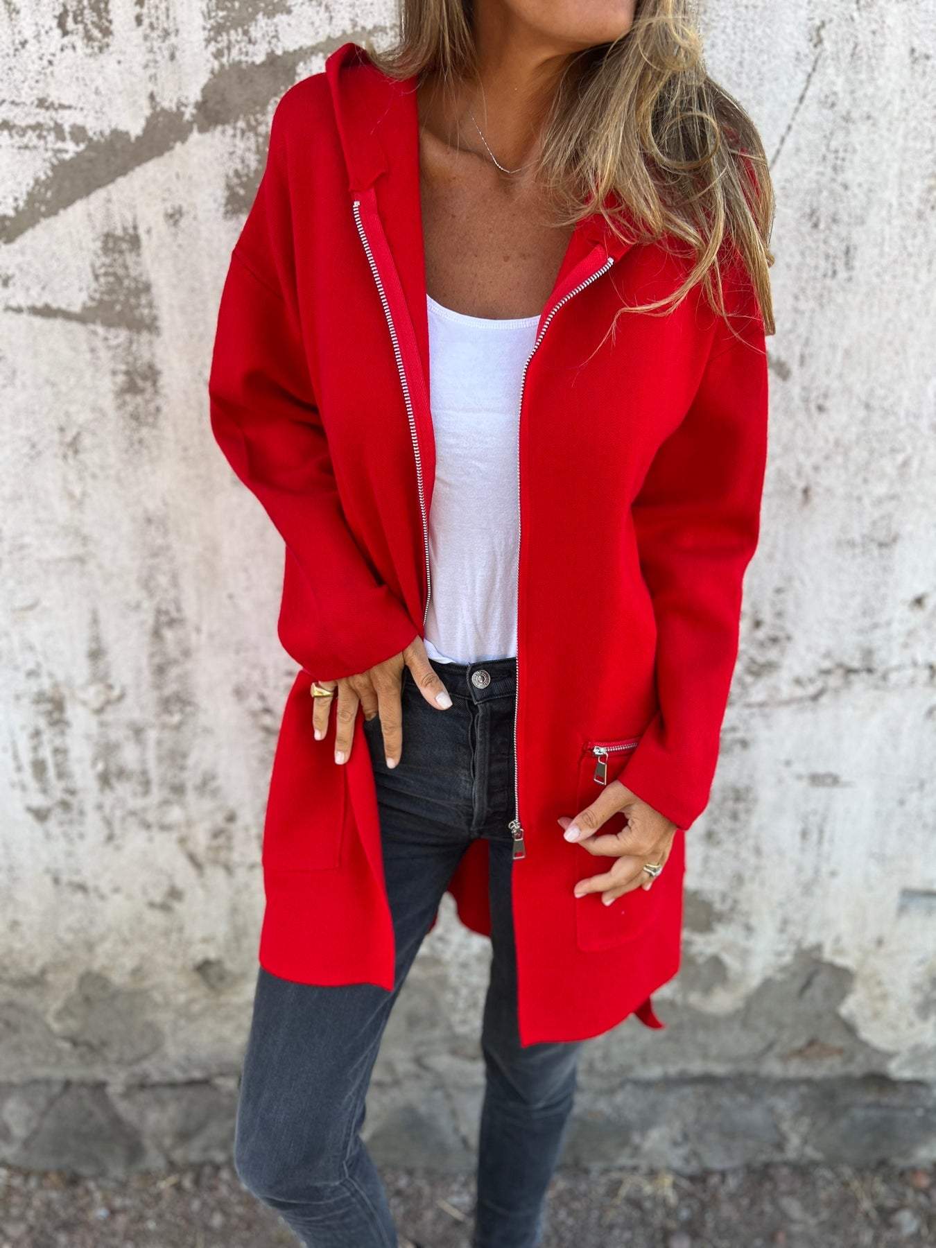 Lena® | Langärmlige Strickjacke mit Reißverschluss