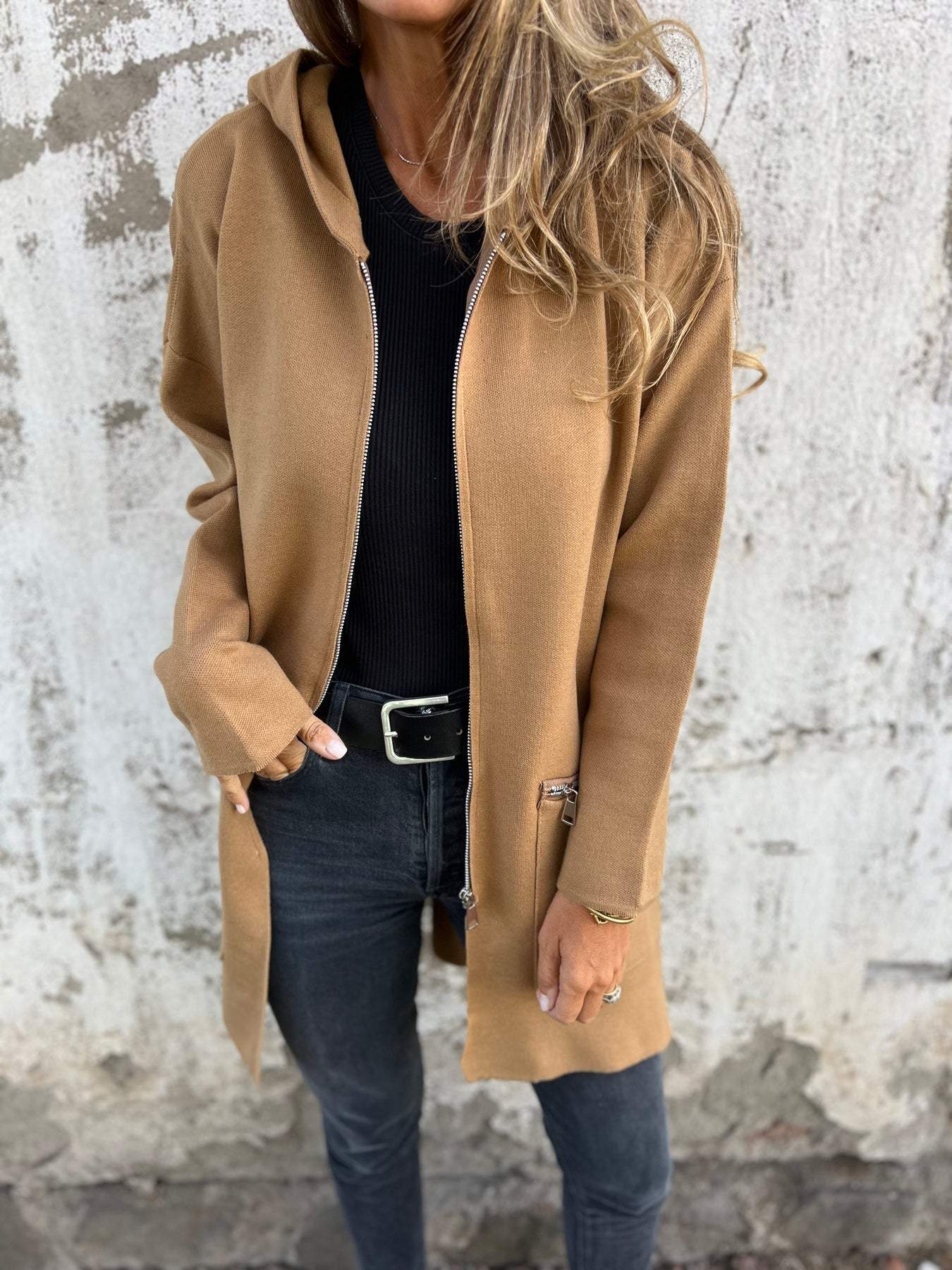 Lena® | Langärmlige Strickjacke mit Reißverschluss