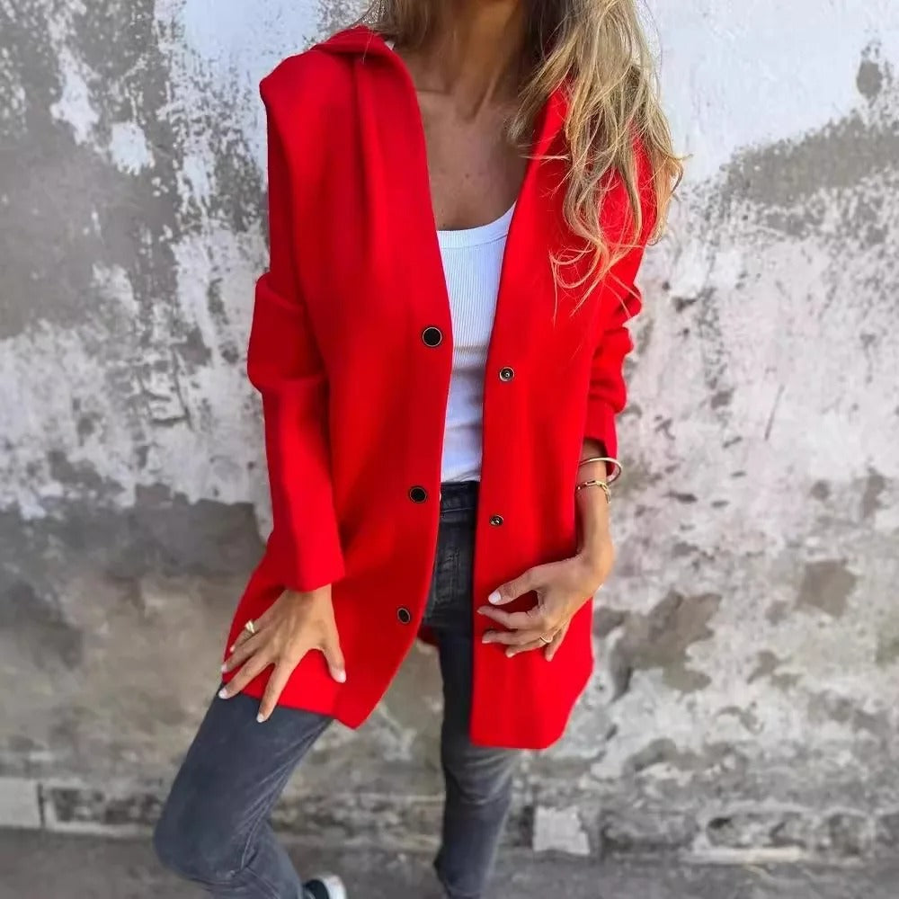 Nora® | Ein-Knopf Jacke mit Kapuze